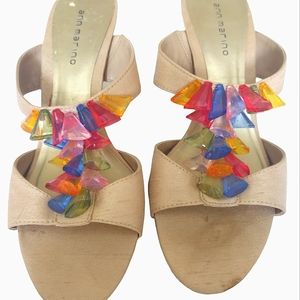 Ann Marino high heels sandals with colorfull beads on top size 9